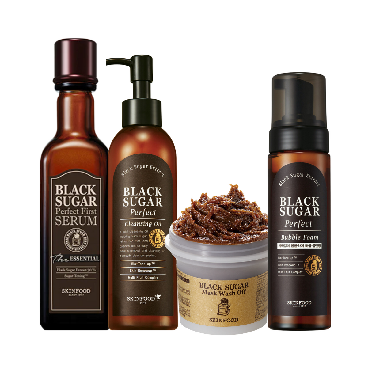 SKINFOOD - Black Sugar Cleansing Set with Serum